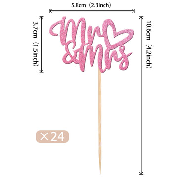 36 Pcs Mr & Mrs Cupcake Toppers With Love Heart Wedding Engagement Cupcake Picks For Bridal Shower Engagement Theme Party Cake D