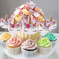 Unicorn Cake Topper With Eyelashes And 24 Pieces Double Sided Unicorn Cupcake Toppers Set For Birthday Party Supplies, Wedding,