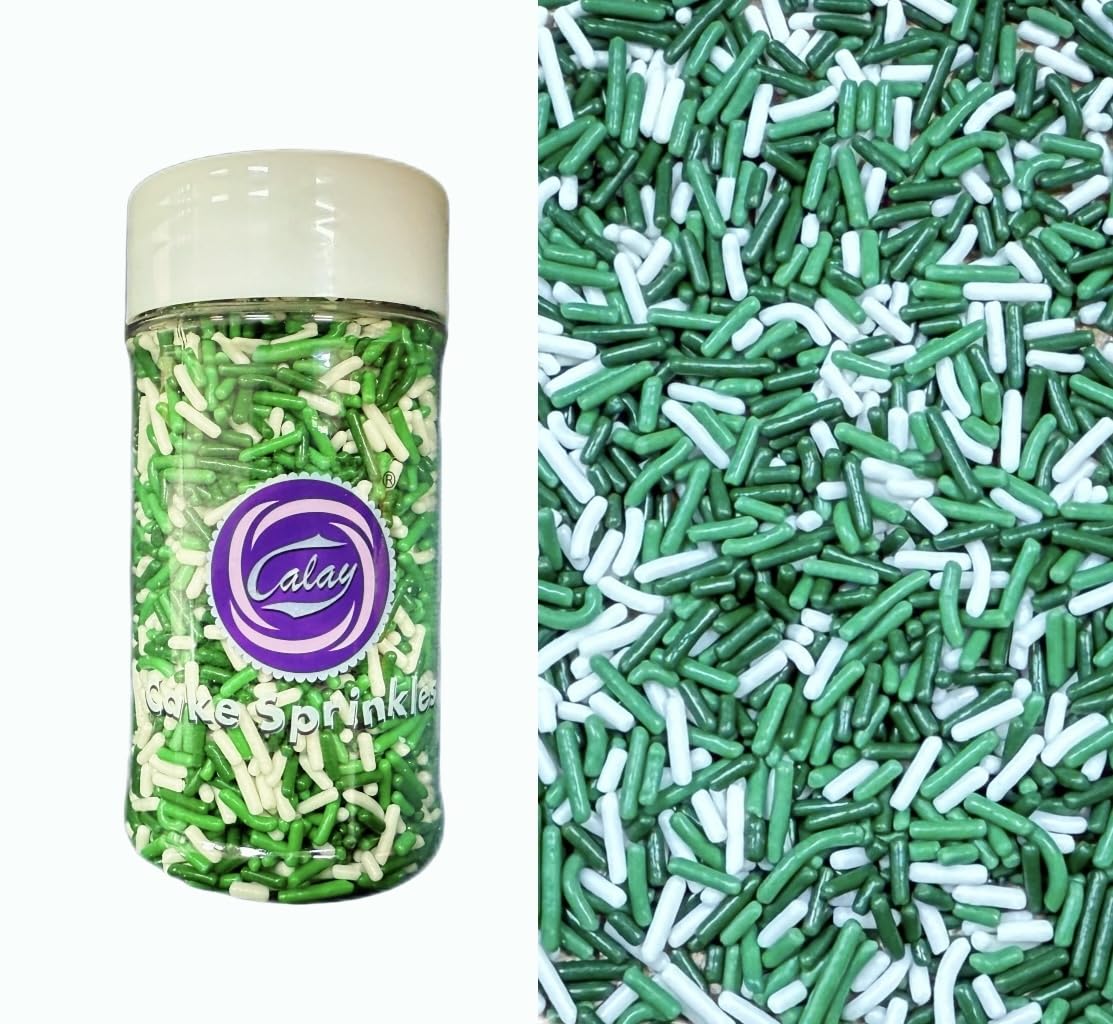 Sentovac Edible Green and White Mixing Jimmies Sprinkles for Cake Decorating Baking | Cupcake Toppers Cake Decorations| Celebrat