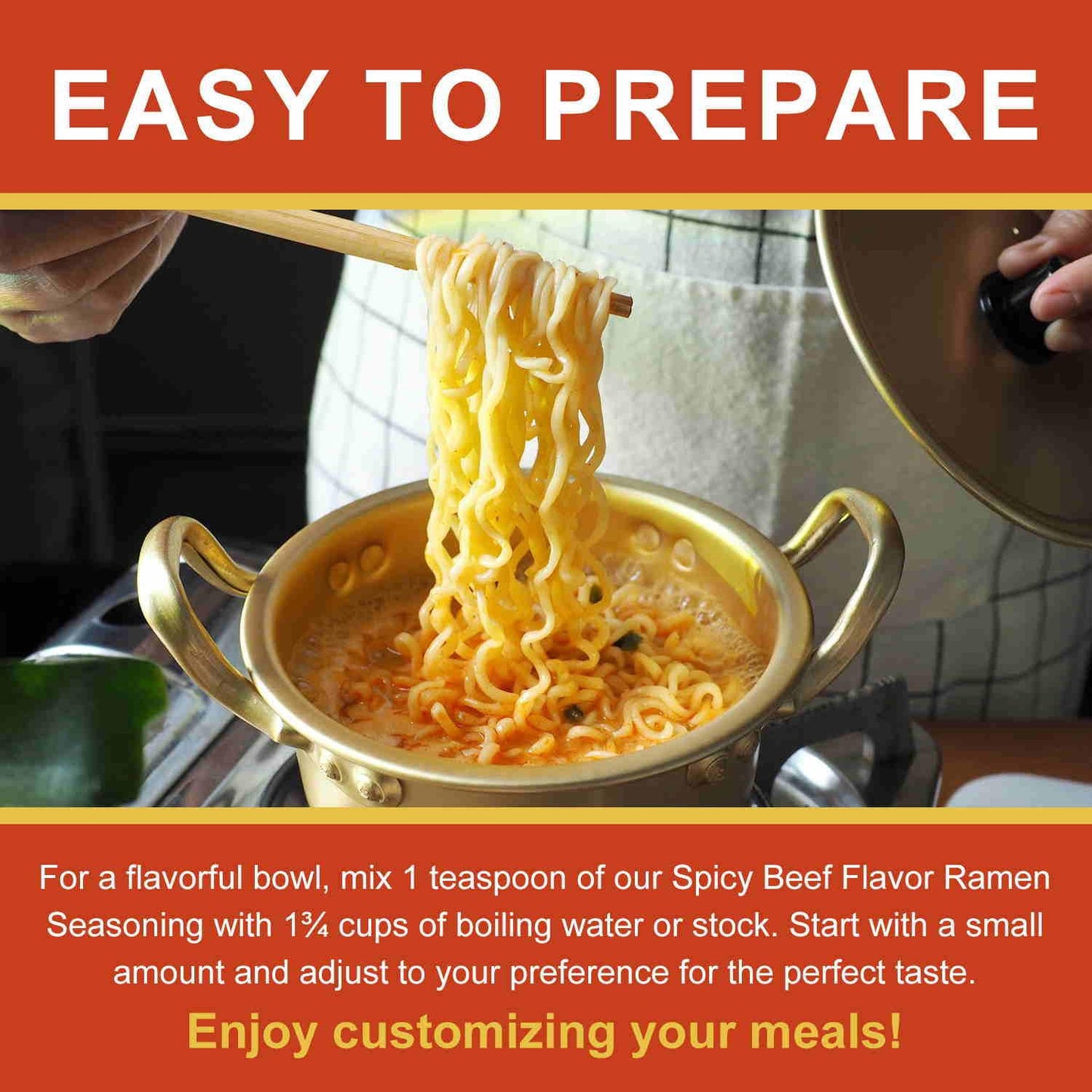 TALCUFON Korean Spicy Beef Ramen Seasoning Reduced Salt Gluten-Free Vegan Korean Noodle Soup Powder for Ramen 10.58 Oz