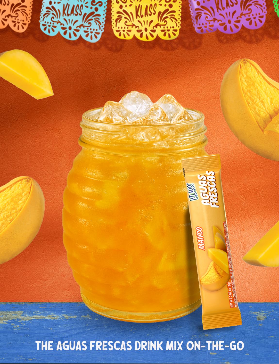 Klass Aguas Frescas Powdered Drink Mix | 44 Sugar Free Powder Packets | Flavors - Mango Watermelon Pineapple & Passionfruit - Wa