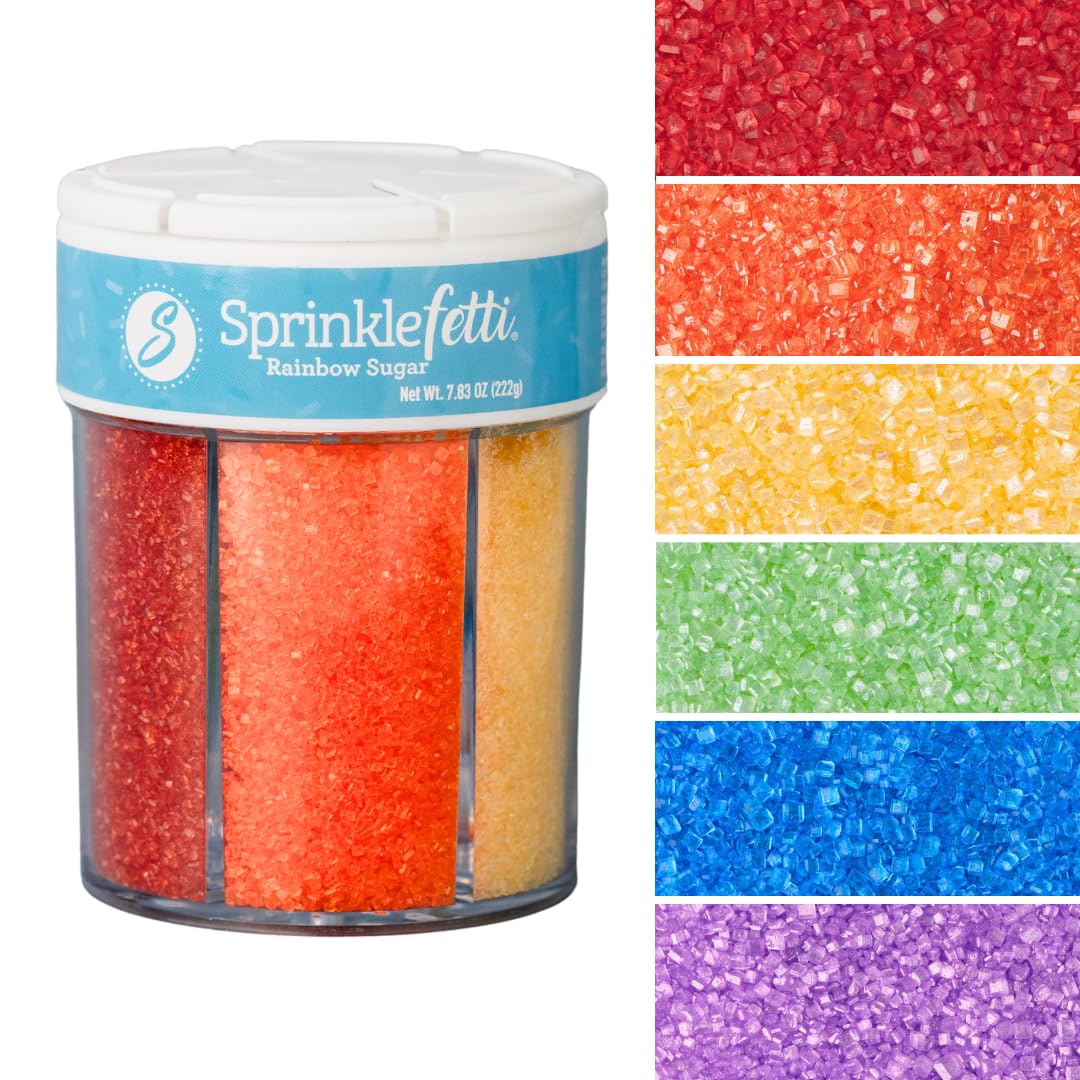 Sweets Indeed Sprinkles 6 cell Edible Mix Sugar Perfect for Cake Decorations Baking Ice Cream Cookies Cupcake Topper (Rainbow Su