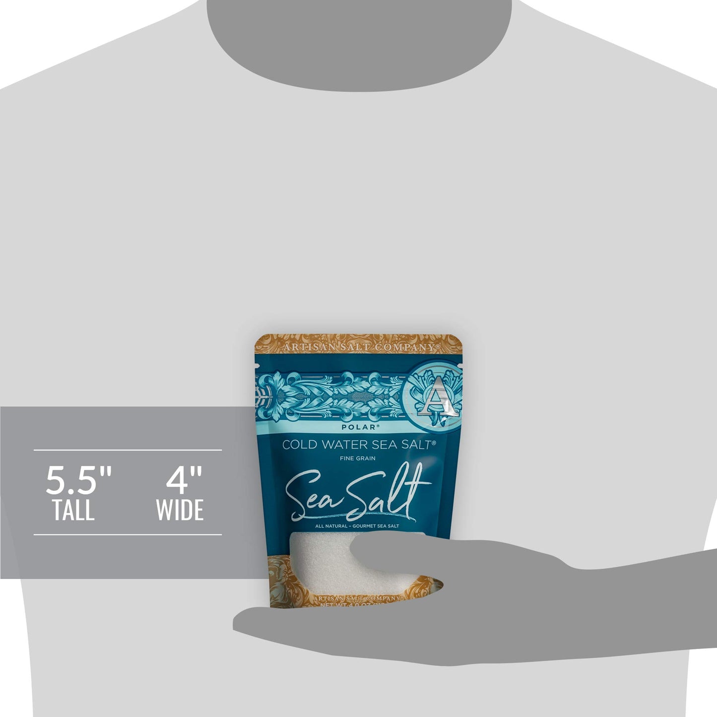 SaltWorks Artisan Sea Salt, Polar Cold Water, 4 Ounce Zip-Top Pouch, White Crystals