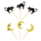 Ercadio 24 Pack Cat Halloween Cupcake Toppers Moon Bat Cupcake Picks Halloween Themed Birthday Party Cake Decorations Supplies