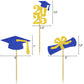 DOMOO OF DREAMS Graduation Cupcake Toppers, Blue Gold, Paper, 2x1.05 inches, 24 PCS, Grad Party Decoration