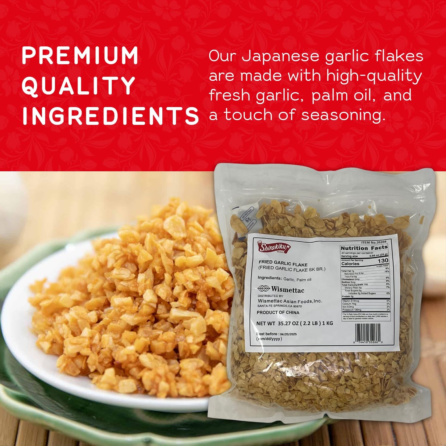 Shirakiku Fried Garlic Flakes | Japanese Garlic And Palm Oil | Prefect For Authentic Asian Traditional Soups, Stir-Fries, Noodle