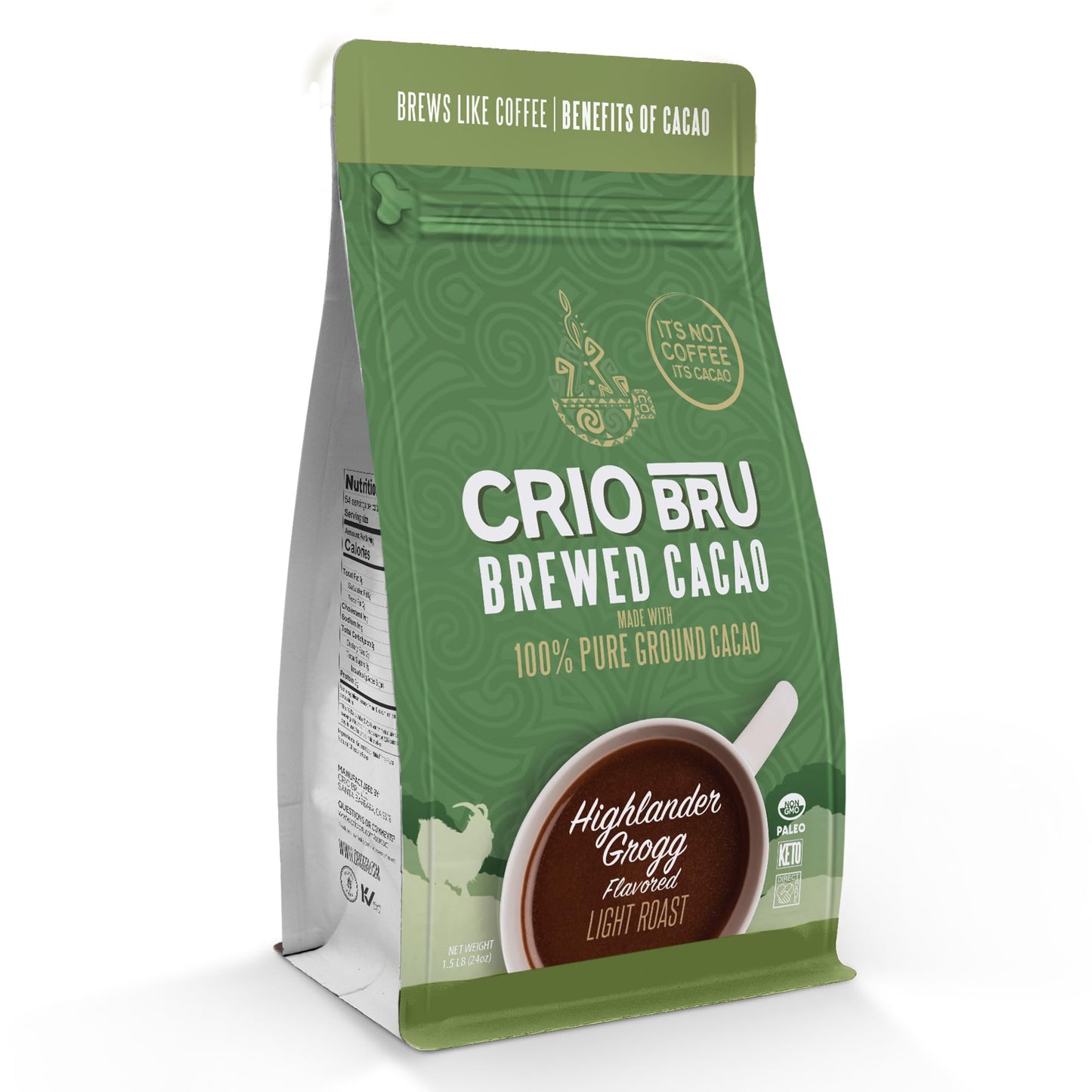 Crio Bru Highlander Grogg Roast Brewed Cacao Drink | Low Calorie | 1.5lb