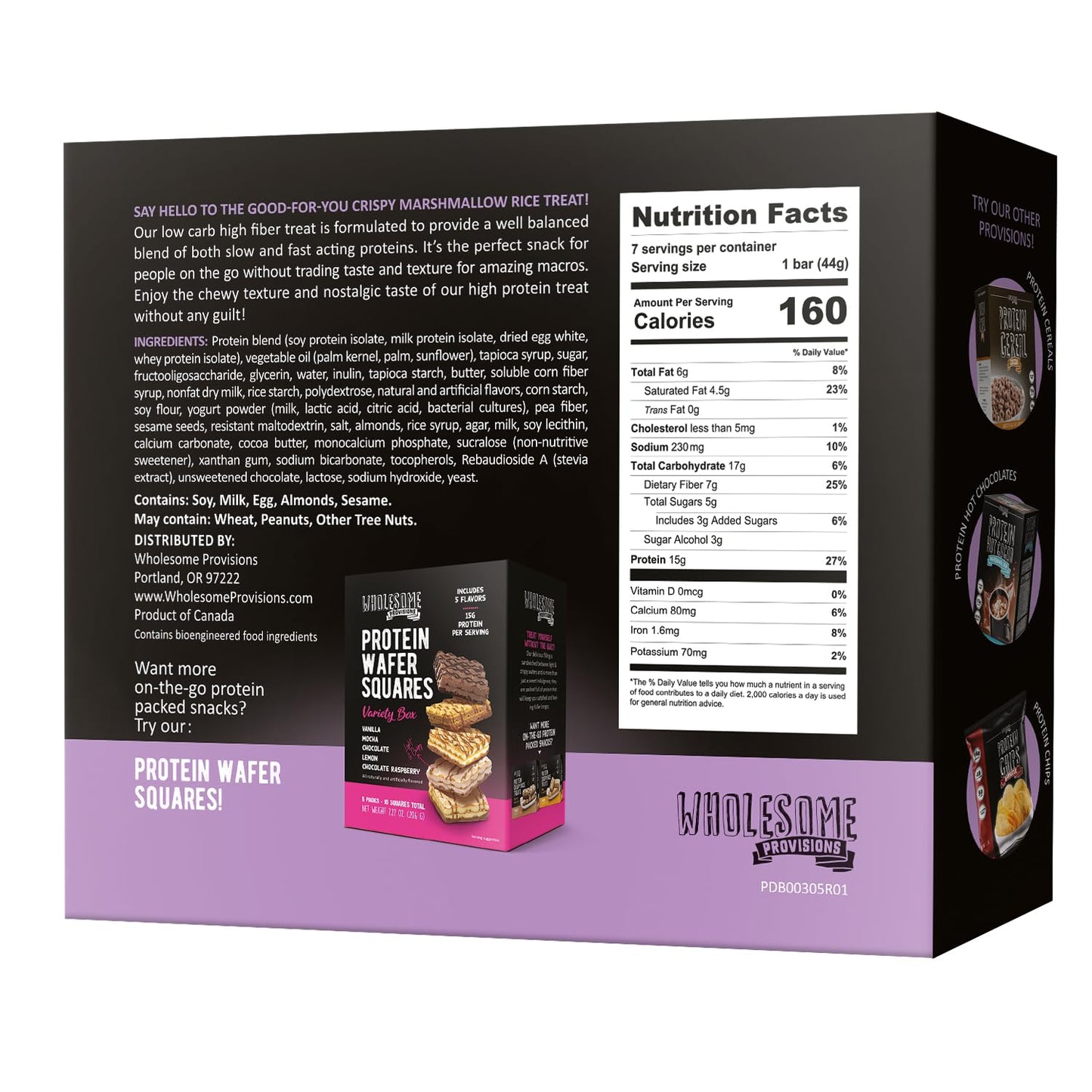 Wholesome Provisions Protein Crispy Rice  , 15g Protein, Low Carb, Gluten Free, 1 Count, Salted Toffee Crunch