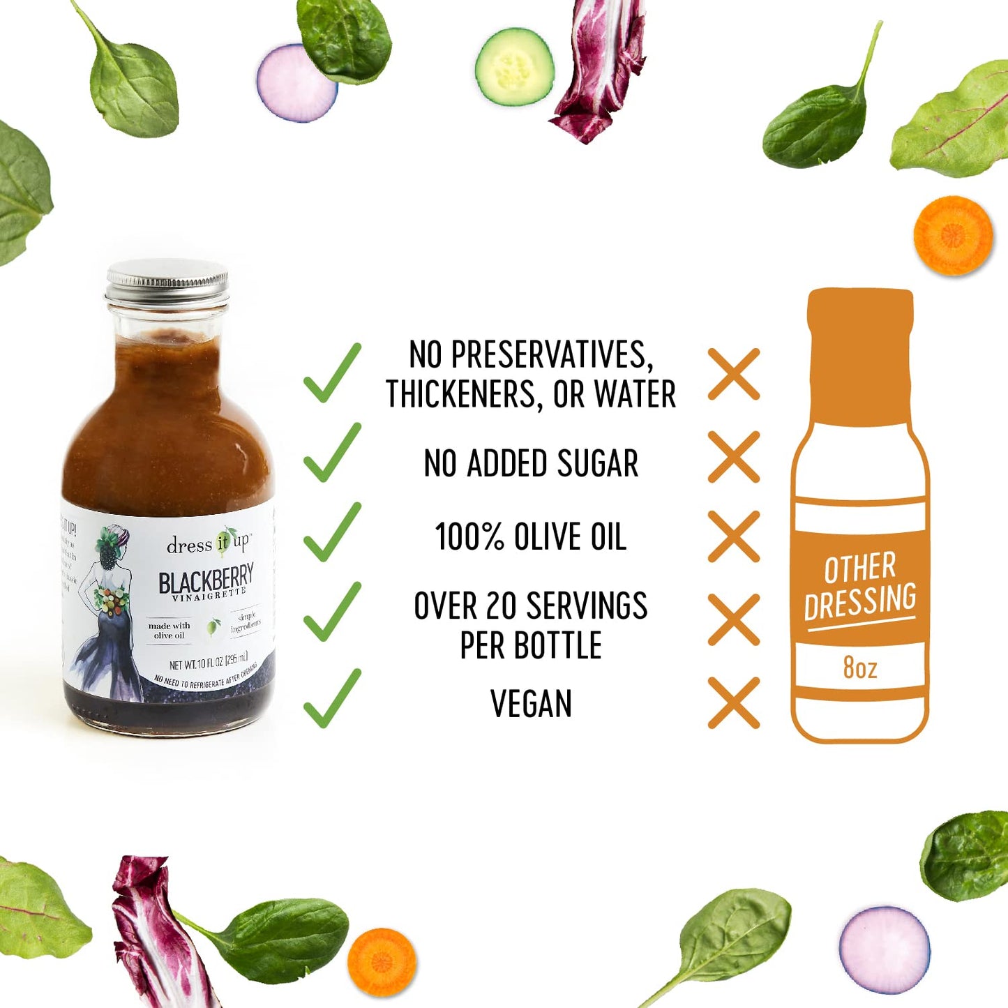 Dress It Up Salad Dressing Blackberry Vinaigrette, 3-Pack, 10 Fl Oz Bottles - Gluten-Free, Vegan, Keto, Paleo Marinade