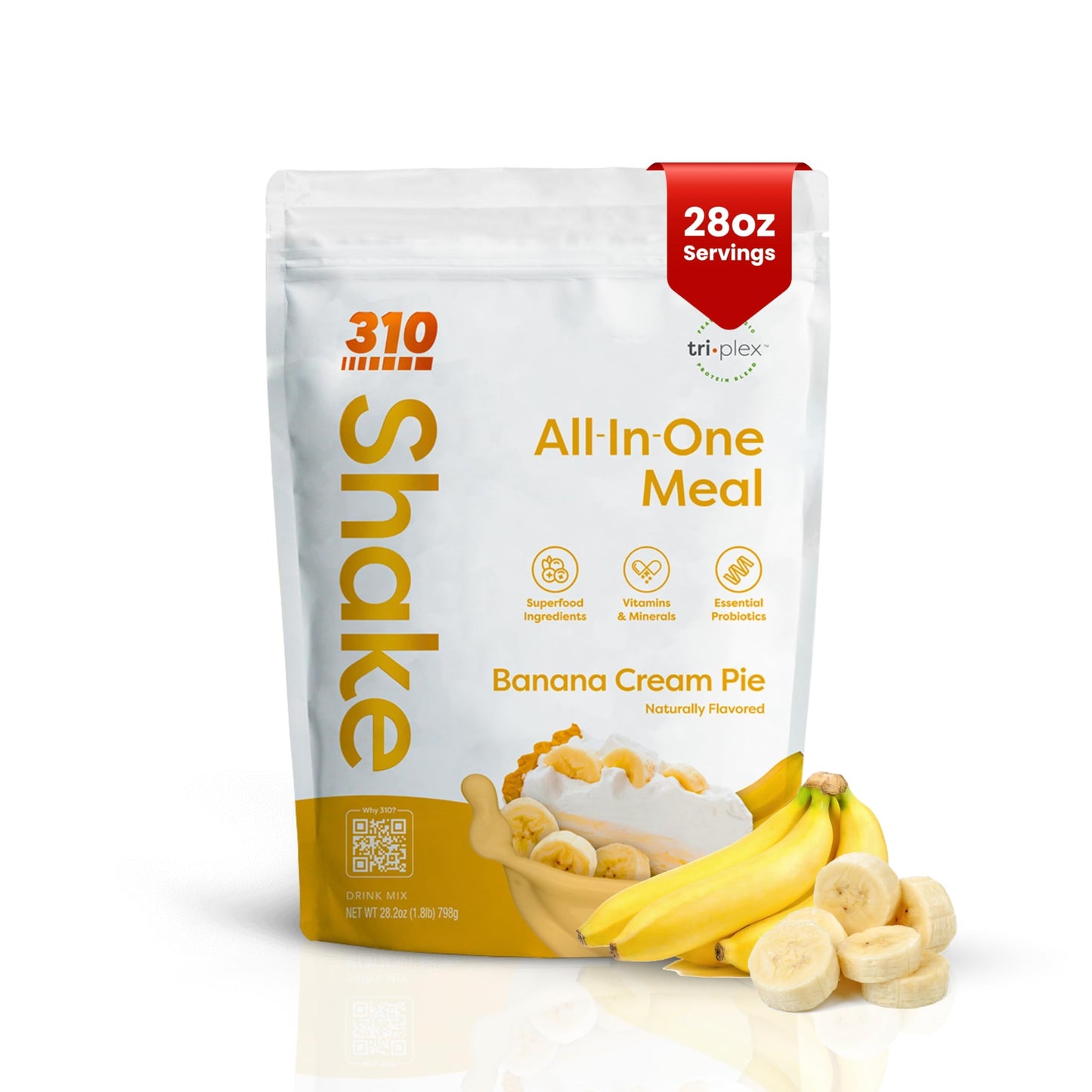 310 Nutrition All-In-One Shake Meal Replacement Powder - Banana Cream Pie, Plant-Based, 28.2 oz, 28 Servings