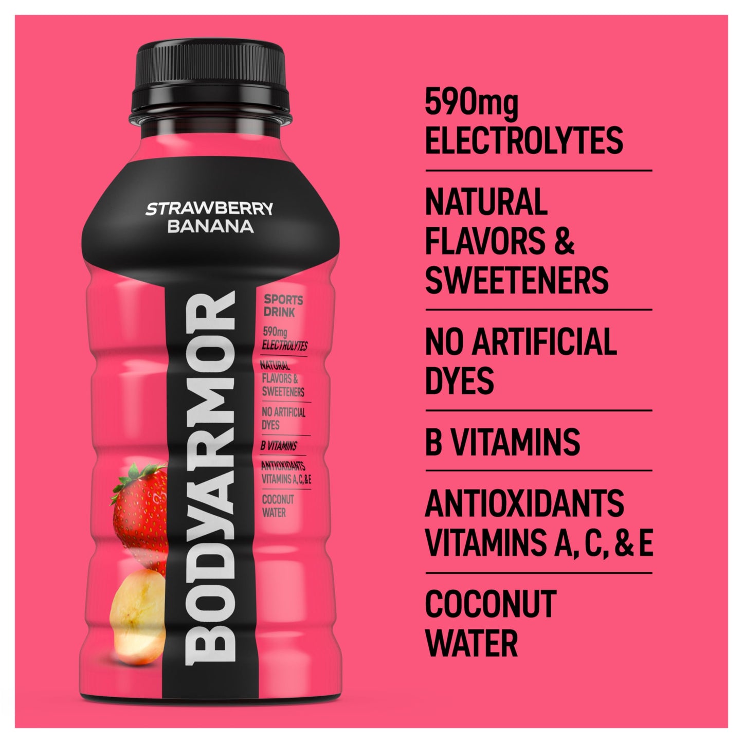 Bodyprotective Covering Sports Drink Sports Beverage, Strawberry Banana, Coconut Water Hydration, Natural Flavors With Vitamins, Potassium-Packed Electrolytes, Perfect For Athletes, 12 Fl Oz (Pack Of 8)