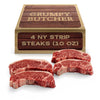 Grumpy Butcher New York Strip Steaks, 10 Ounce (Pack Of 4) - Prime Steakhouse Quality Beef Ny Strip Steak Meat - Meat Gift Packages Specials Avaialble