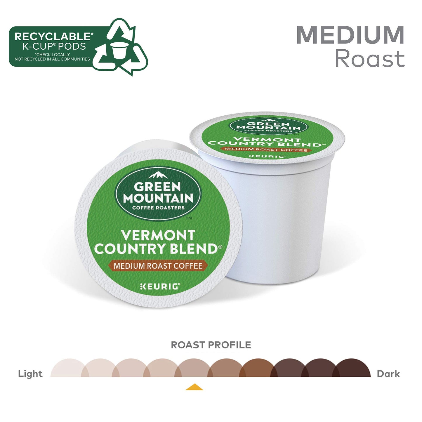 Green Mountain Coffee Roasters Vermont Country Blend Keurig Single-Serve K-Cup Pods, Medium Roast Coffee, 72 Count (6 Packs Of 12)
