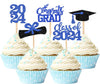 40 Pieces 2024Graduation Theme Paper Cupcake Decoration Flash Grade 2024Graduation Hat Certificate Paper Cupcake Selection 2024