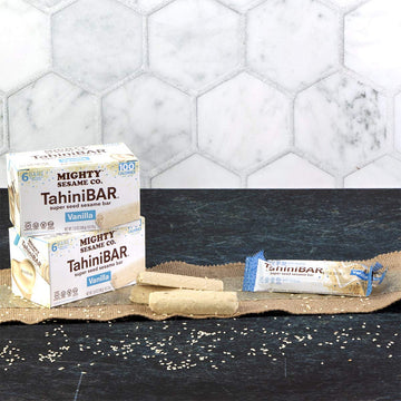 Mighty Sesame Tahini Bars, Vanilla, 100 Calorie Gluten Free Vegan Snack, 6 Count Pack of 2, Kosher, 0.63 Ounce Each