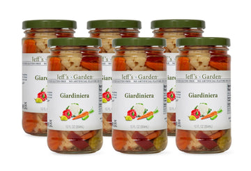 Jeff's Garden Flavorful Giardiniera | Non-GMO, Gluten Free, Keto, Vegan | 12 Fluid Ounce Jar (Pack of 6)