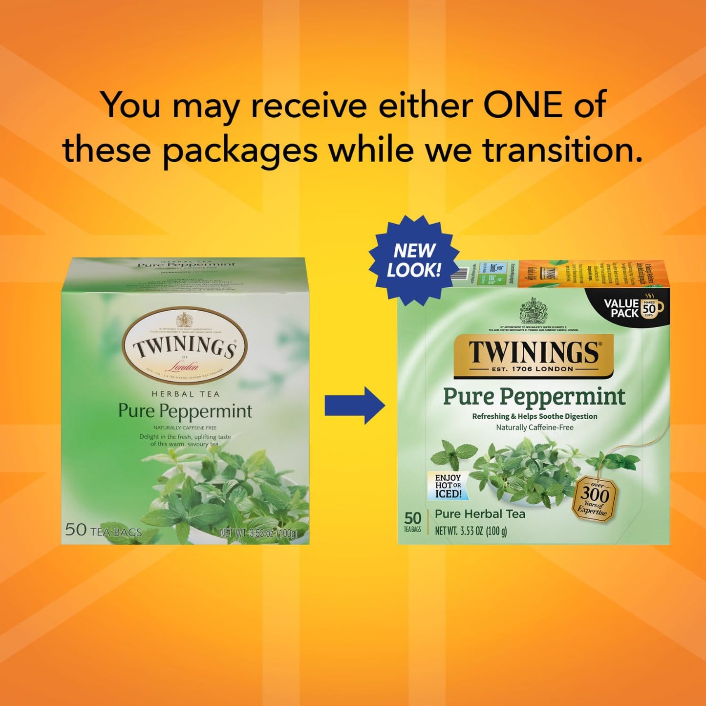 Twinings Peppermint Tea Bags - Naturally Caffeine Free Herbal Tea - 50 Count