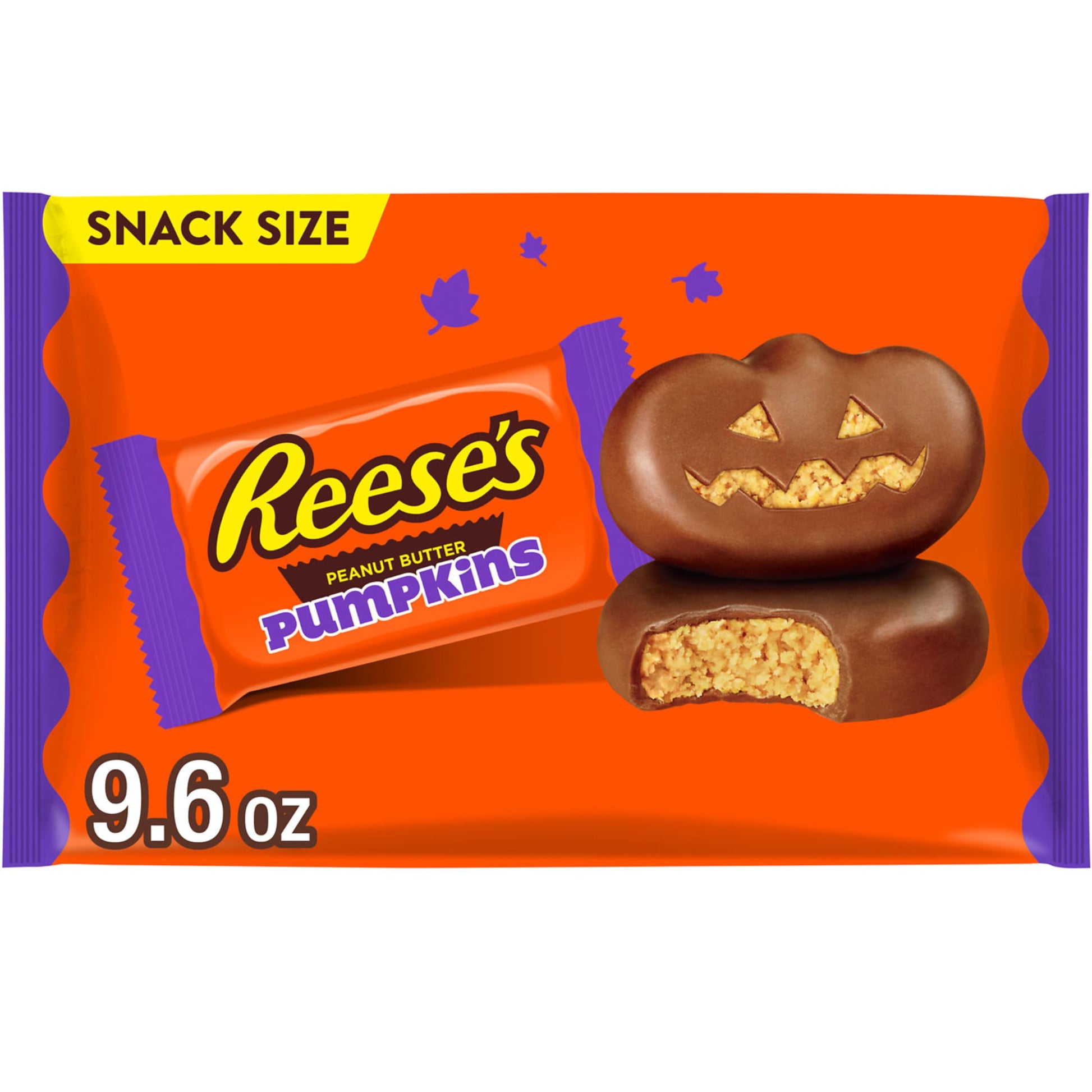 REESES Milk Chocolate Snack Size Peanut Butter Pumpkins, Halloween Candy Bag, 9.6 oz