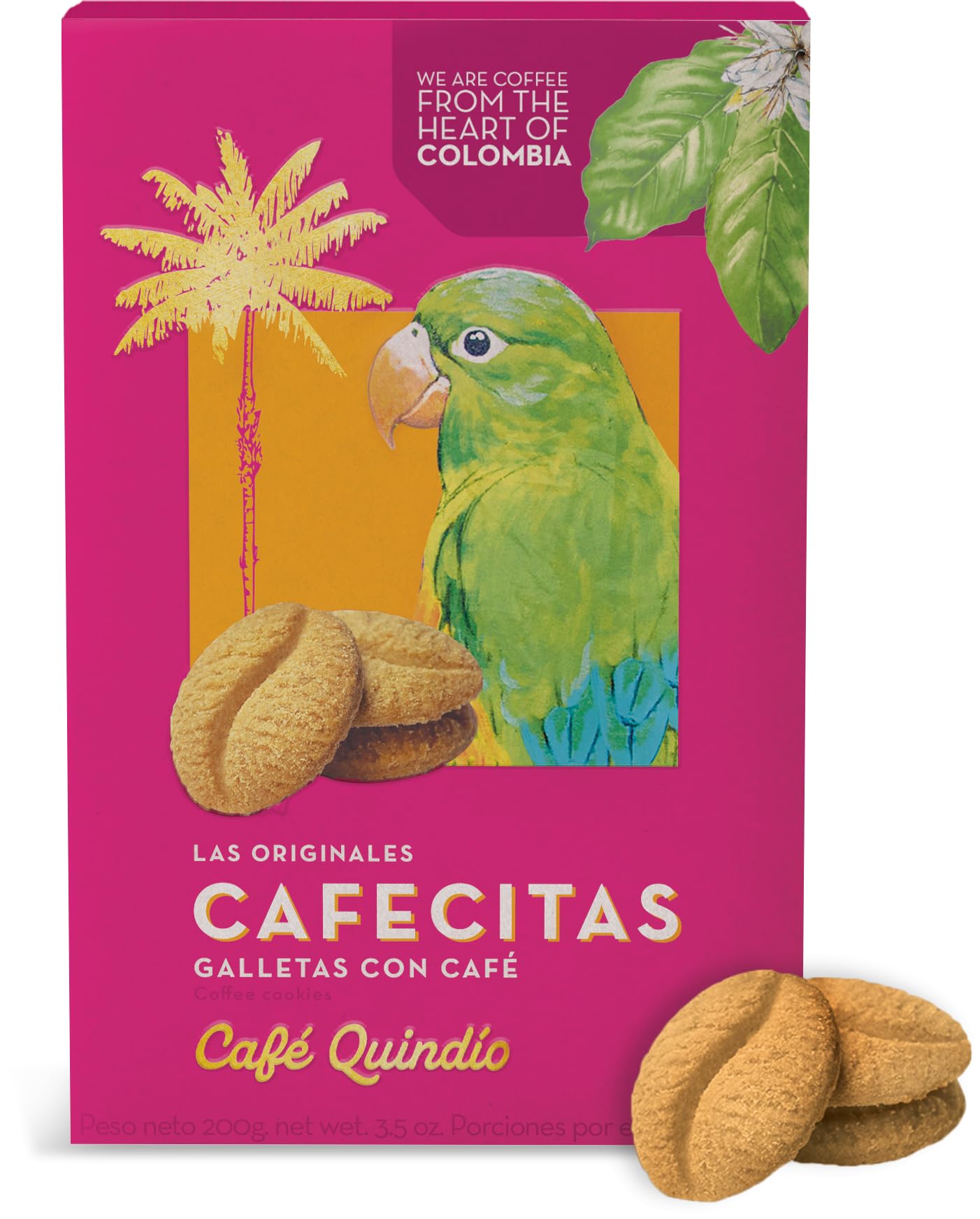 Cafe Quindio Coffee Cookies Cafecitas 7 Ounce Box (200g) - Approximately 44 Cookies