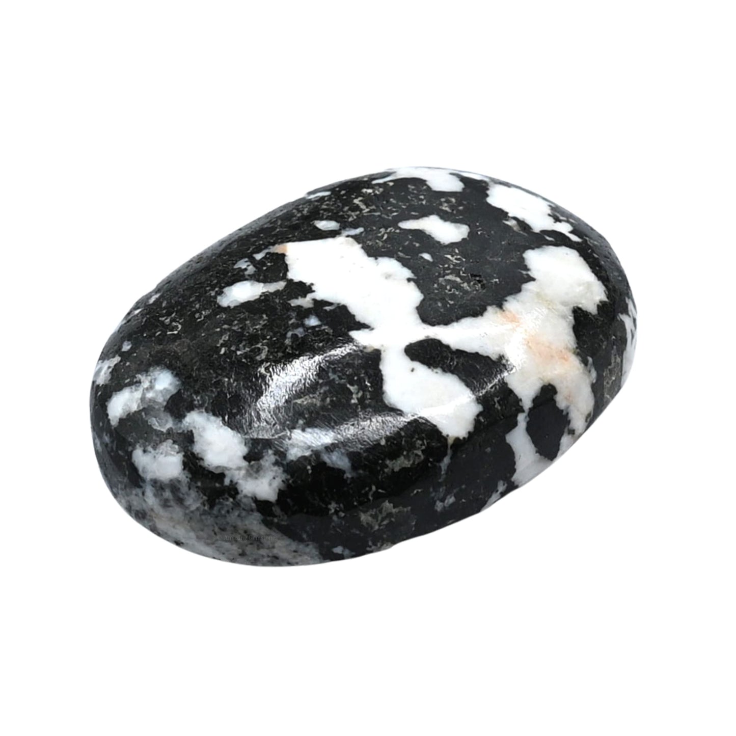 Black And White Tourmaline Palm Stone - Pocket Massage Worry Stone For Natural Body Chakra Balancing, Reiki Healing And Crystal