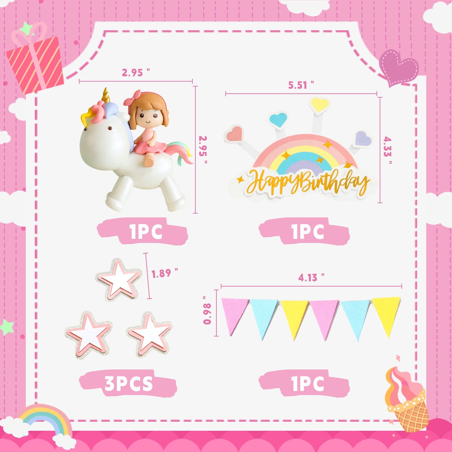Jevenis Magical Unicorn Cake Decoration Girls Unicorn Birthday Decoration Rainbow Cake Topper Unicorn Party Favors Rainbow Birth