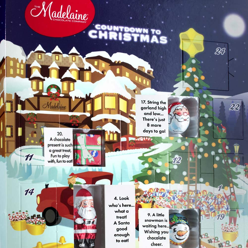 THE MADELAINE CHOCOLATE COMPANY Christmas Advent Calendar with 24 Milk Chocolates, 6oz, Model 157