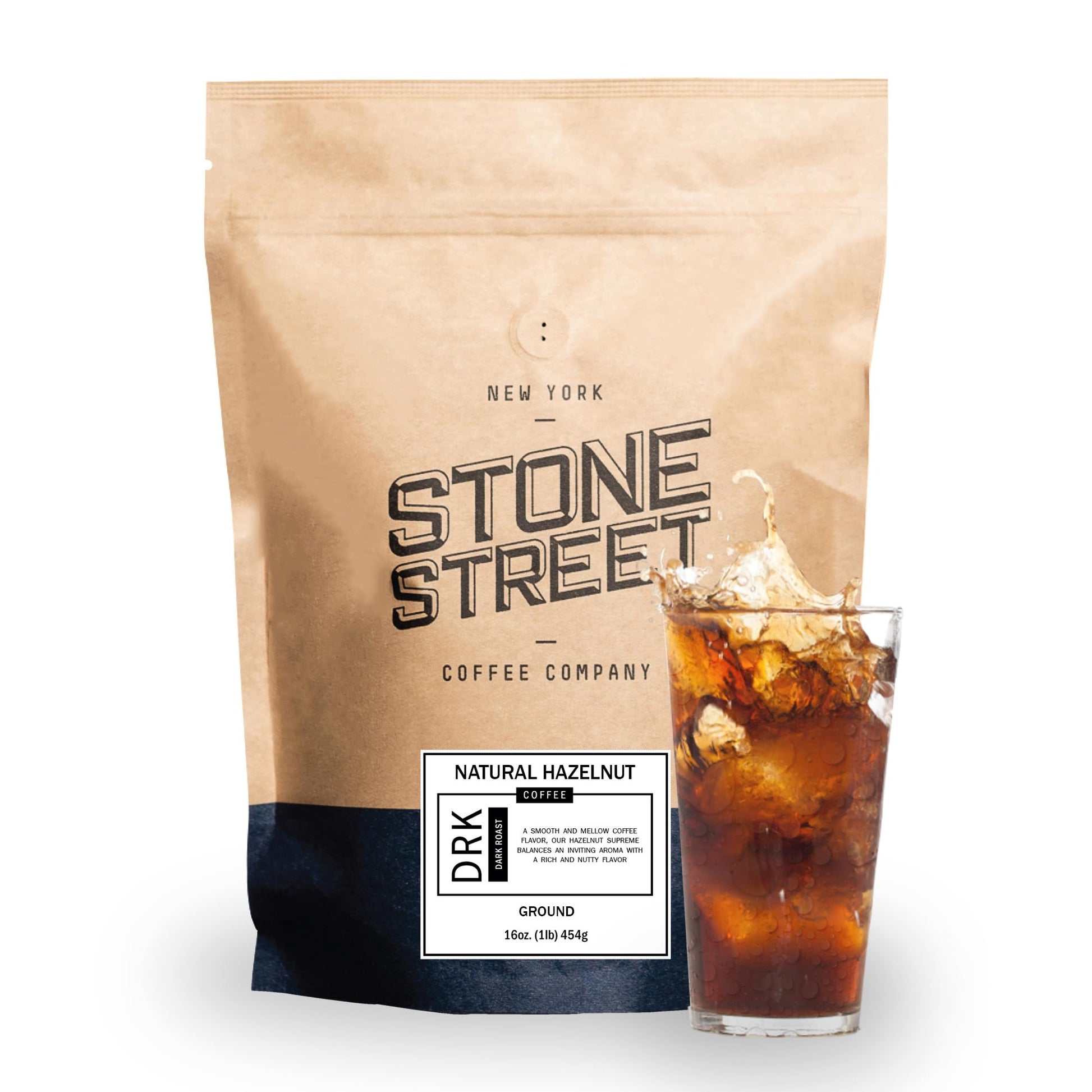STONE STREET COFFEE COMPANY Cold Brew Flavored Coffee, Natural Hazelnut, Low Acid, Dark Roast, 1 LB