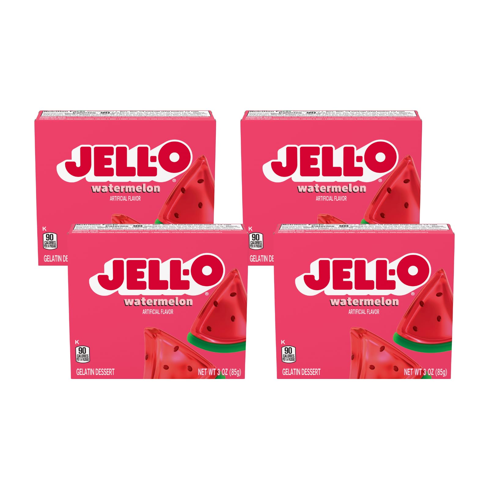 Jell-O Watermelon Flavor Gelatin Dessert, 3 Ounce Box (4-Pack)