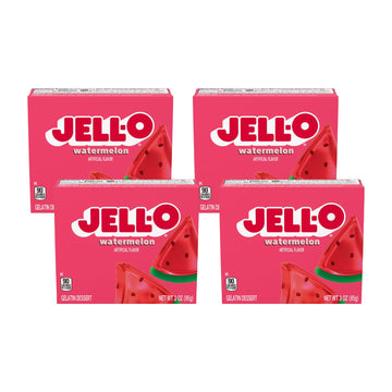 Jell-O Watermelon Flavor Gelatin Dessert, 3 Ounce Box (4-Pack)