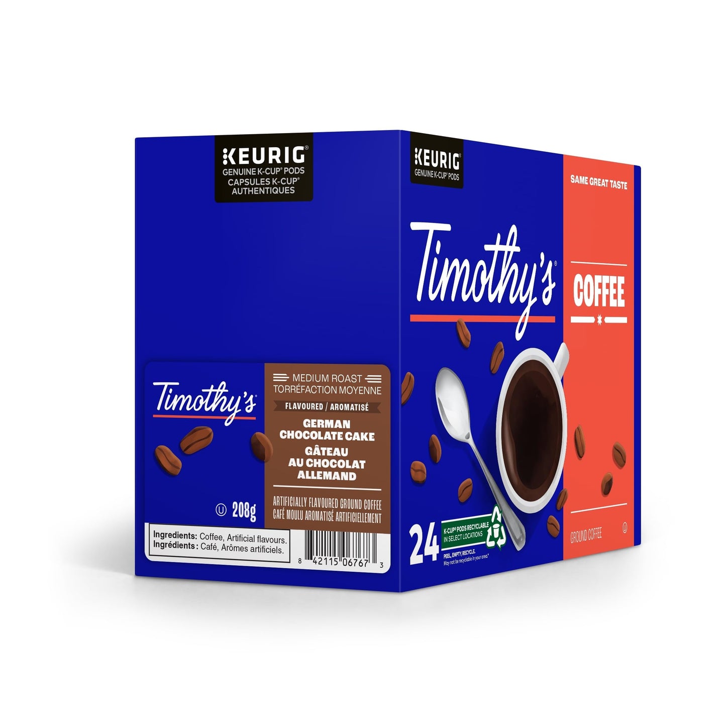 Timothys World Coffee German Chocolate Cake K-Cup Pods, 96 Count, Compatible with Keurig malt-inspired