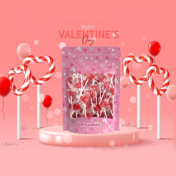 Fruidles Valentine'S Heart Lollipops Candy, Red Heart Shaped Hard Candy Lollipop Suckers, Individually Wrapped, 12G Lollipop (Ha