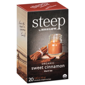 Steep Organic Sweet Cinnamon Black Tea 20 Count Box (1 Box), Certified Organic, Gluten-Free, Kosher Tea In Foil-Wrapped Bags