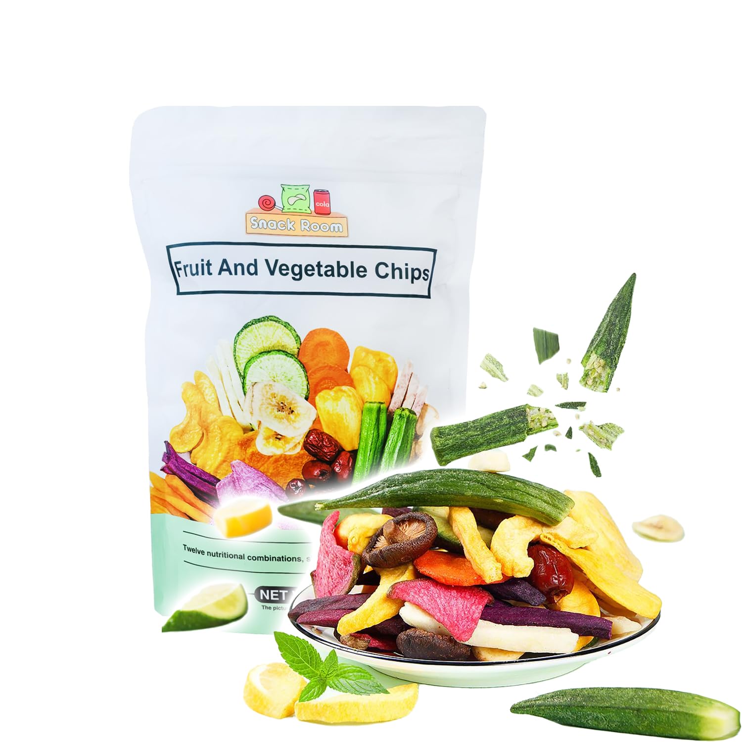 KachiKachi Freeze Dried Vegetables Snacks Fruit Chips - 8.8oz/250g, Dry | Crispy | Refreshing | Ziplock Bag, 12 Mixed Fruits and