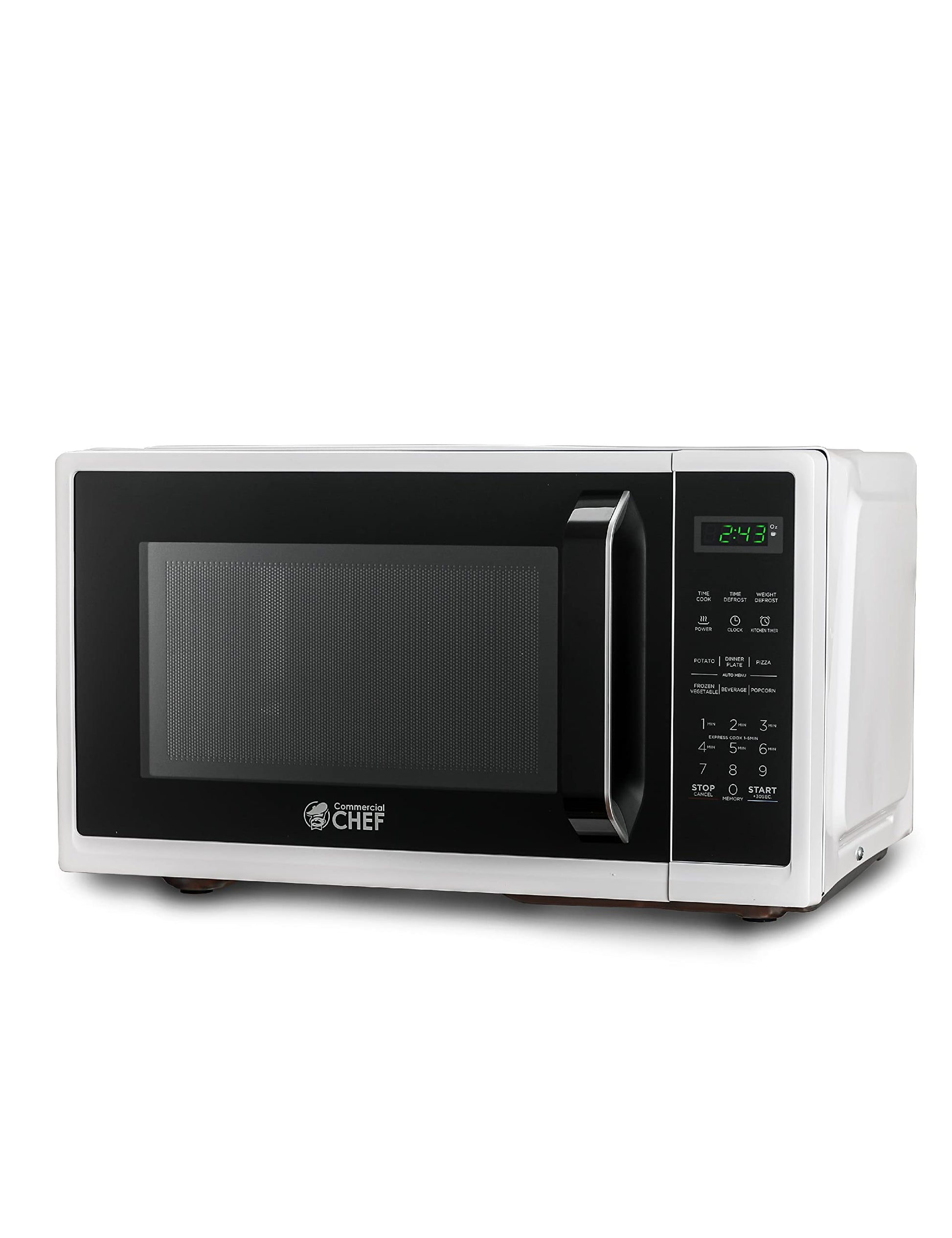 Commercial Chef Small Microwave 09 Cu Ft Countertop Microwave With Digital Display, White Microwave  10 Power Levels, Outstandin
