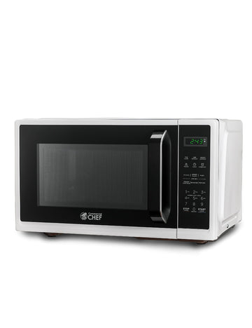 Commercial Chef Small Microwave 09 Cu Ft Countertop Microwave With Digital Display, White Microwave  10 Power Levels, Outstandin