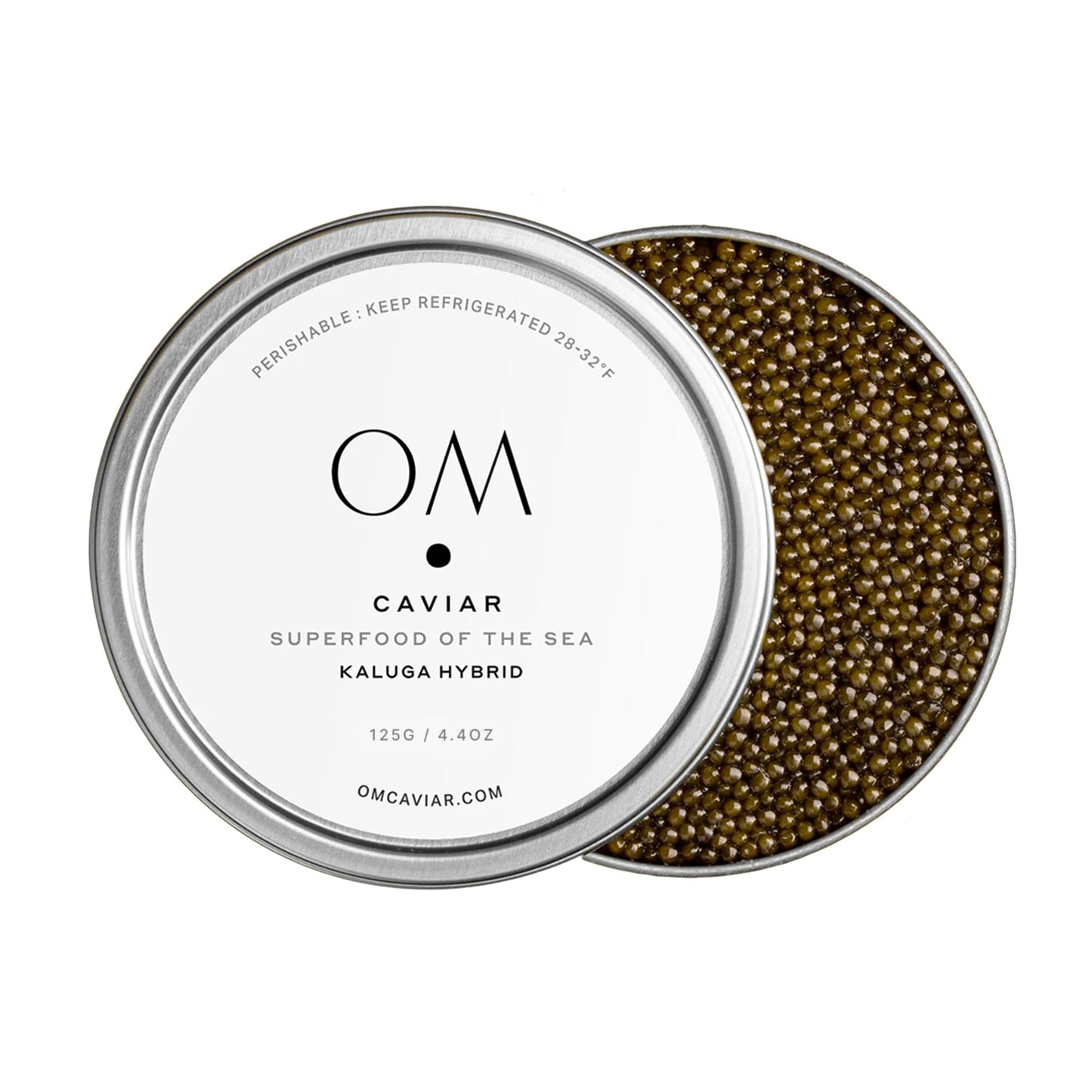 Om Caviar Kaluga Hybrid Caviar 125G - Sustainable River Beluga Alternative - Top-Grade Large Grain - Rich Buttery Flavor - Farm-Raised Caviar Kaluga  Vacuum-Sealed Fresh