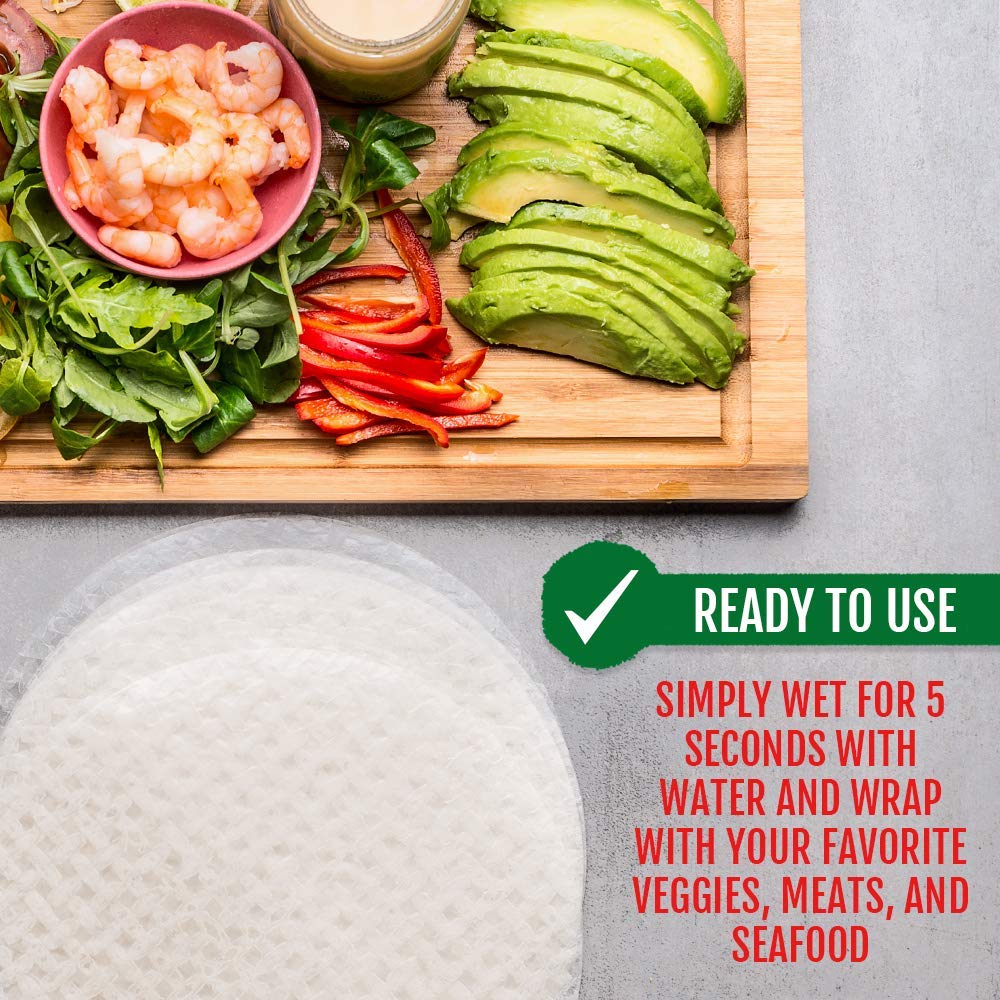 Best Of Thailand [Round] White Rice Paper Wraps 3 Pack | Perfect For Fresh Spring Rolls & Dumplings | Non-Gmo, Gluten-Free, Vega