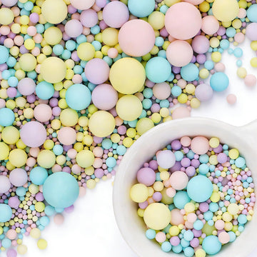 Pastel Pearl Sprinkles for Cake Decorating, 6 Sizes Mix 4.6 oz Edible Pearl Sugar Easter Sprinkles for Ice Cream Baking Cupcake 