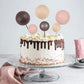 Gyufise 30Pcs Mini Balloon Cake Topper Brown Foam Ball Cake Topper Decorations Faux Pearl Balls Diy Cake Insert Topper Baking De