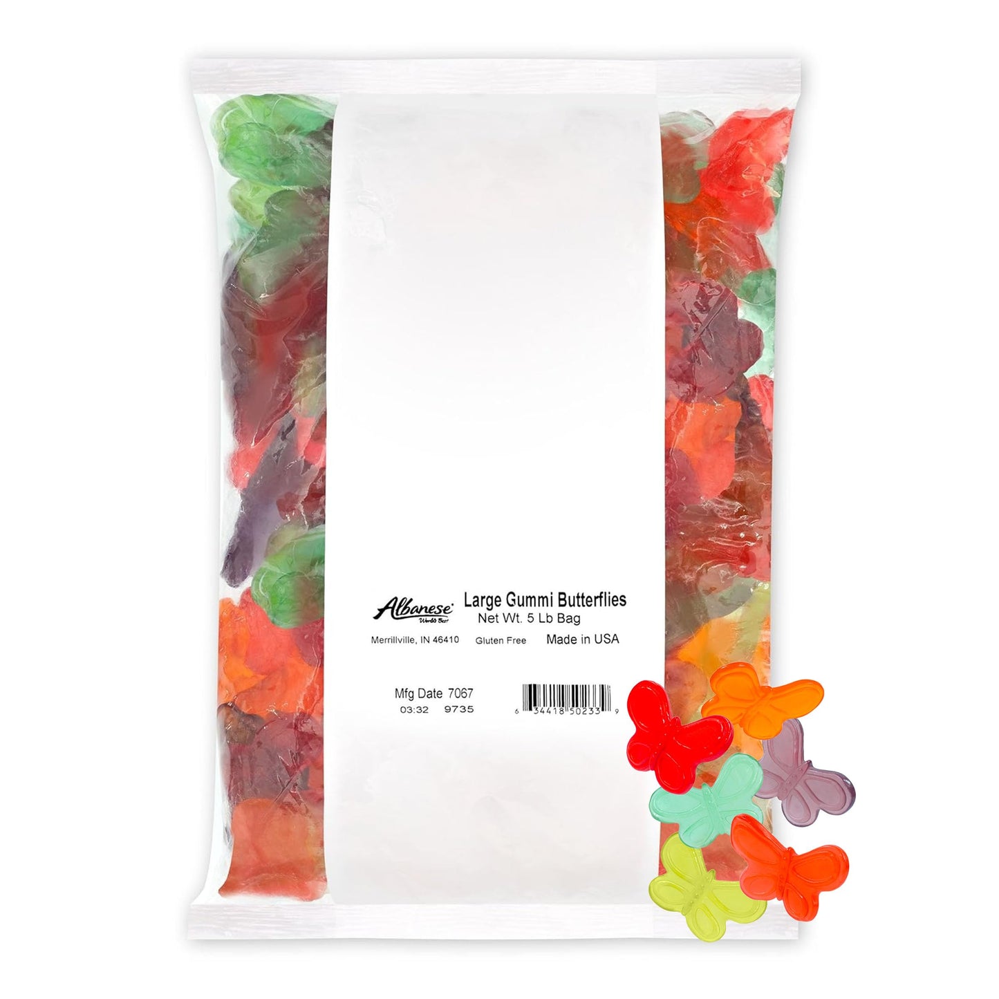 Albanese Candy, Large Assorted Fruit Gummi Butterflies, 80 Ounce (Pack of 1)
