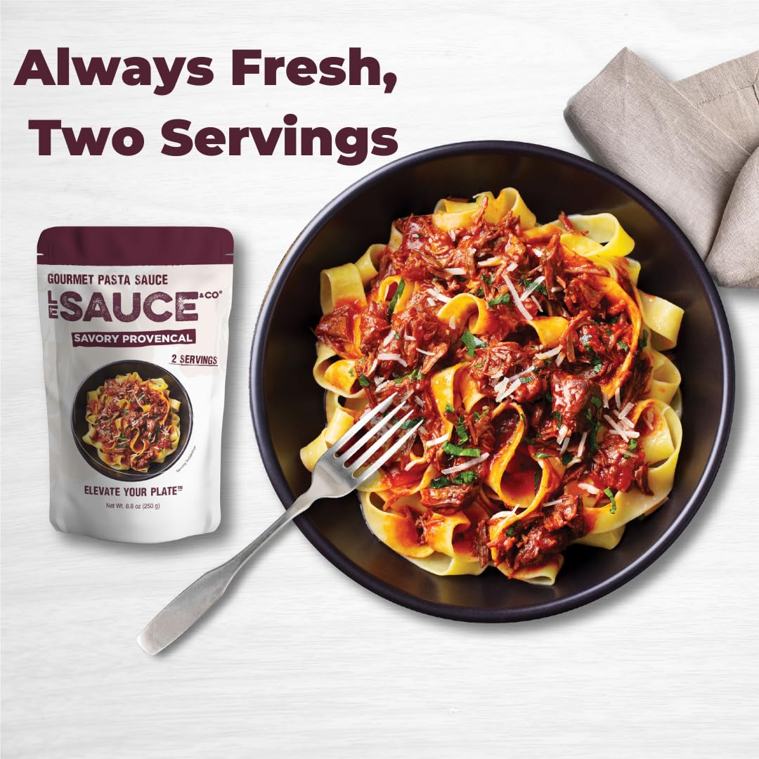 Le Sauce & Co. Gourmet Pasta Sauce, Savory Provencal, 2-Pack, All Natural, Imported San Marzano Tomatoes, 2 Servings