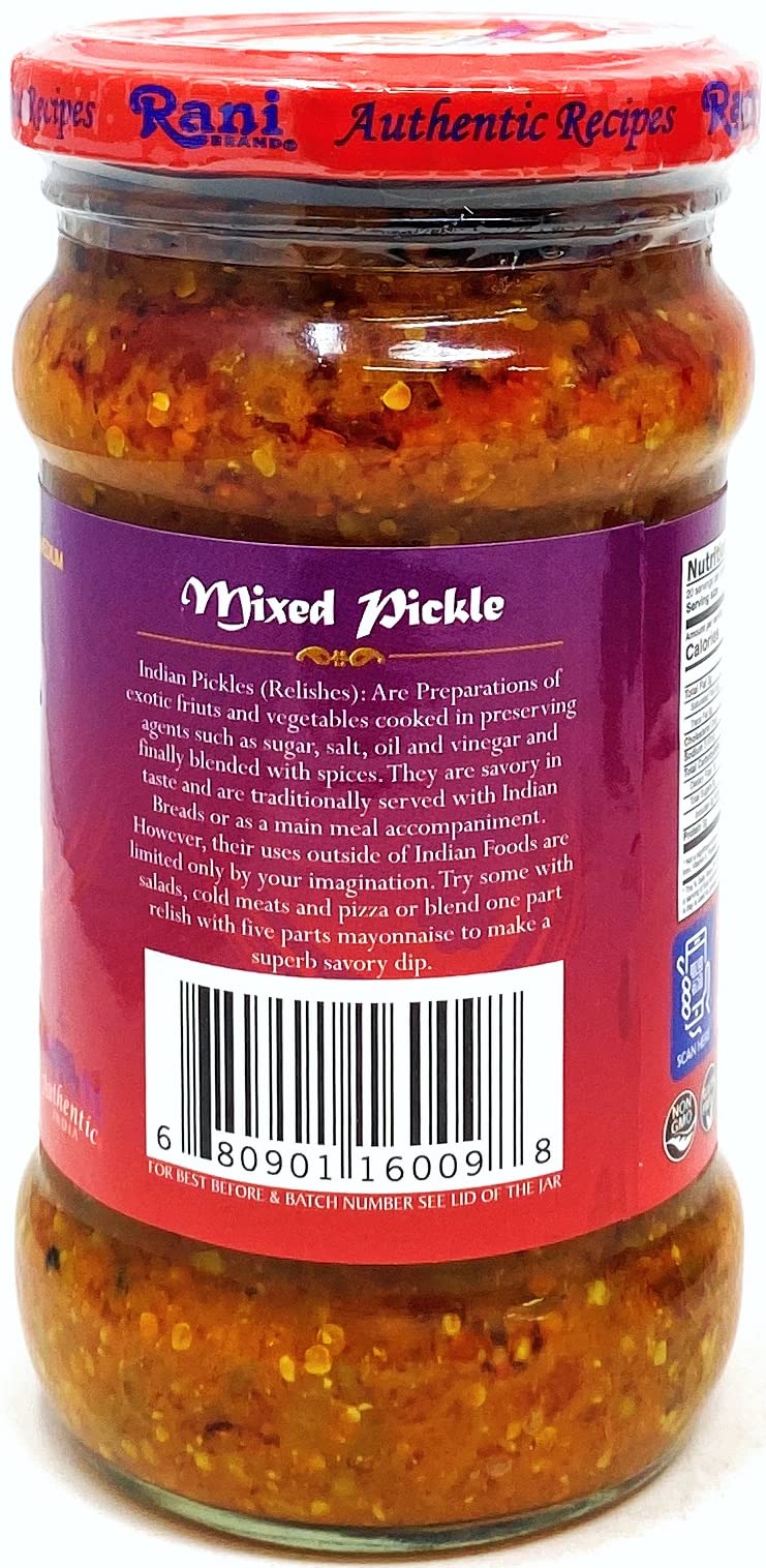 Rani Mixed Vegetable Pickle (Achar, Spicy Indian Relish) 10.5Oz (300G) Glass Jar ~ Vegan | Gluten Free | Non-Gmo | No Colors | P