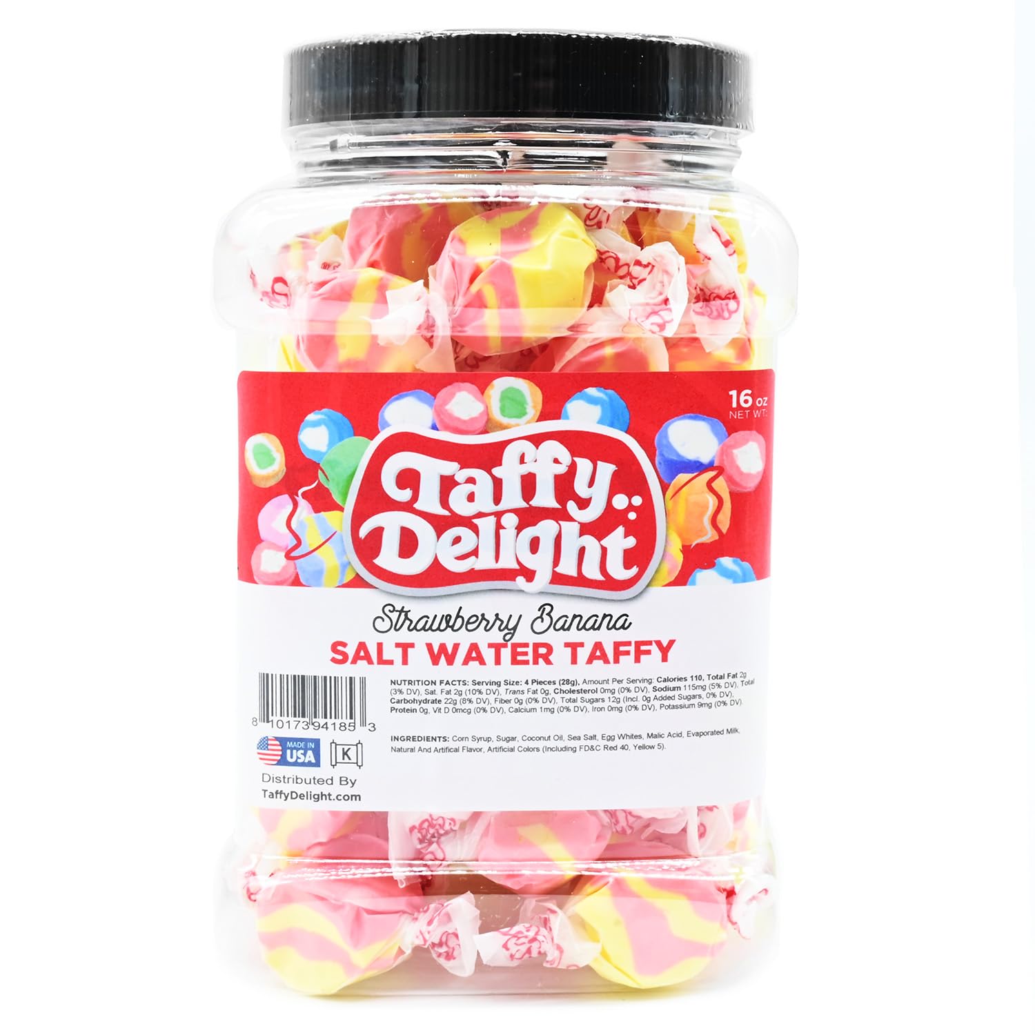 Taffy Delight Salt Water Taffy (16oz, Strawberry Banana)