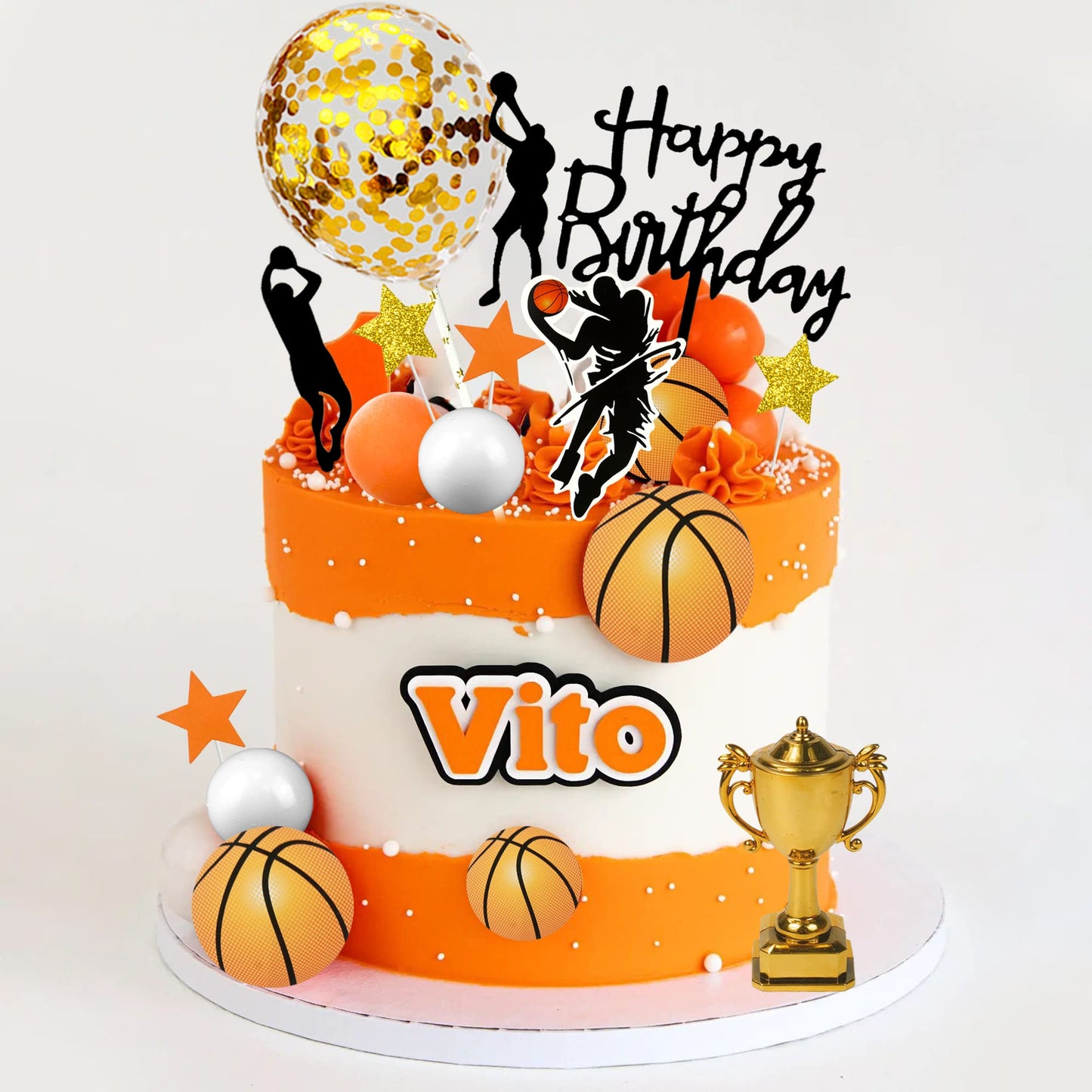 29 Pcs Basketball Cake Toppers Basketball Cake Decorations With Star Golden Balls For Boys Men Basketball Birthday Party Sport P