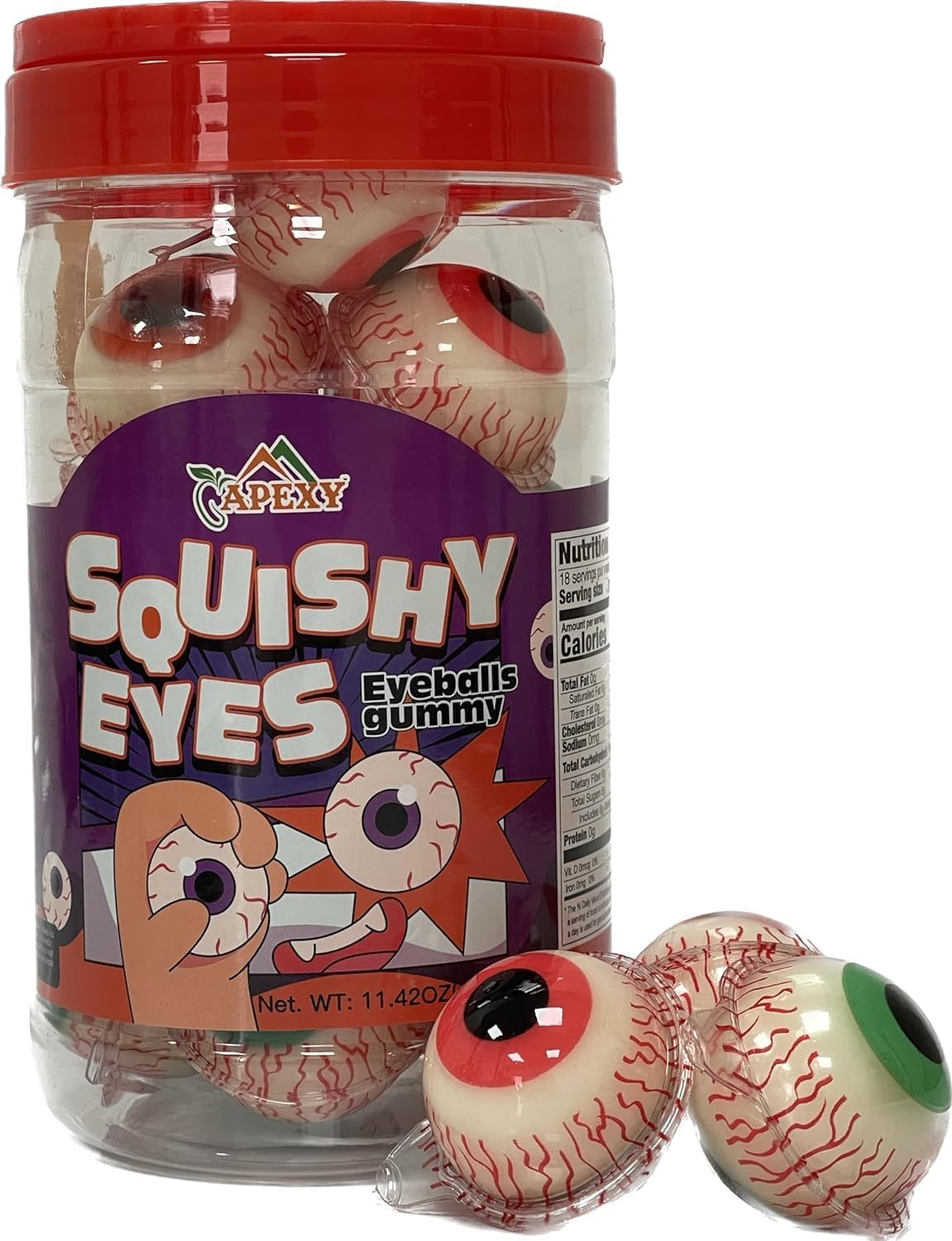 APEXY Eyeball Gummies - Fruity Liquid Center Candy, Fat Free, Nut Free, 11.42oz