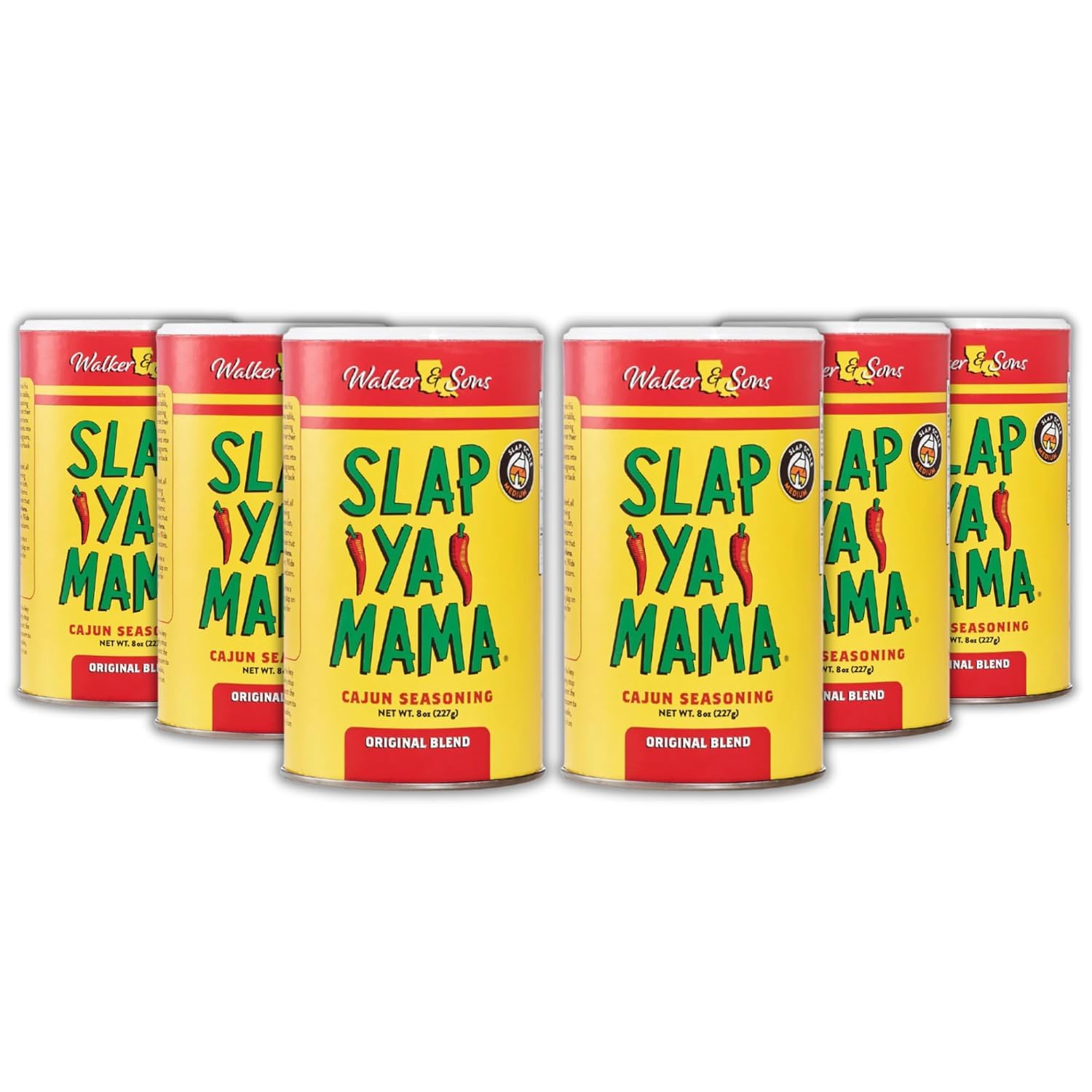 Slap Ya Mama Original Blend Cajun Seasoning, Kosher, Gluten Free, 8 Ounce (Pack of 6)