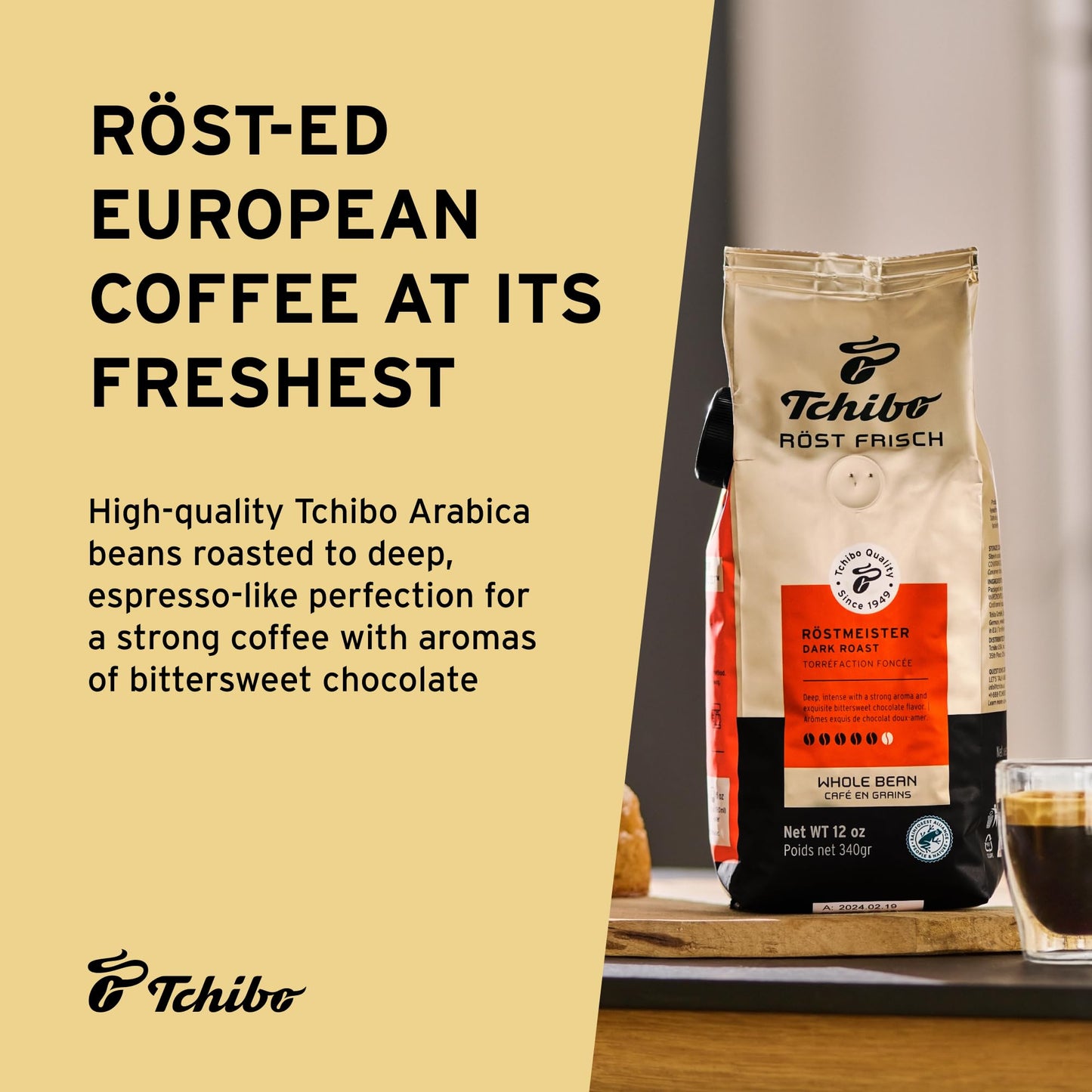 Tchibo Whole Bean Coffee - Röst Frisch Röstmeister - Dark-Roasted Arabica Beans With Intense Flavor And Exquisite Aromas Of Bittersweet Chocolate - Intensity 5/6, Acidity 1/6, Roast Level 6/6-12 Oz