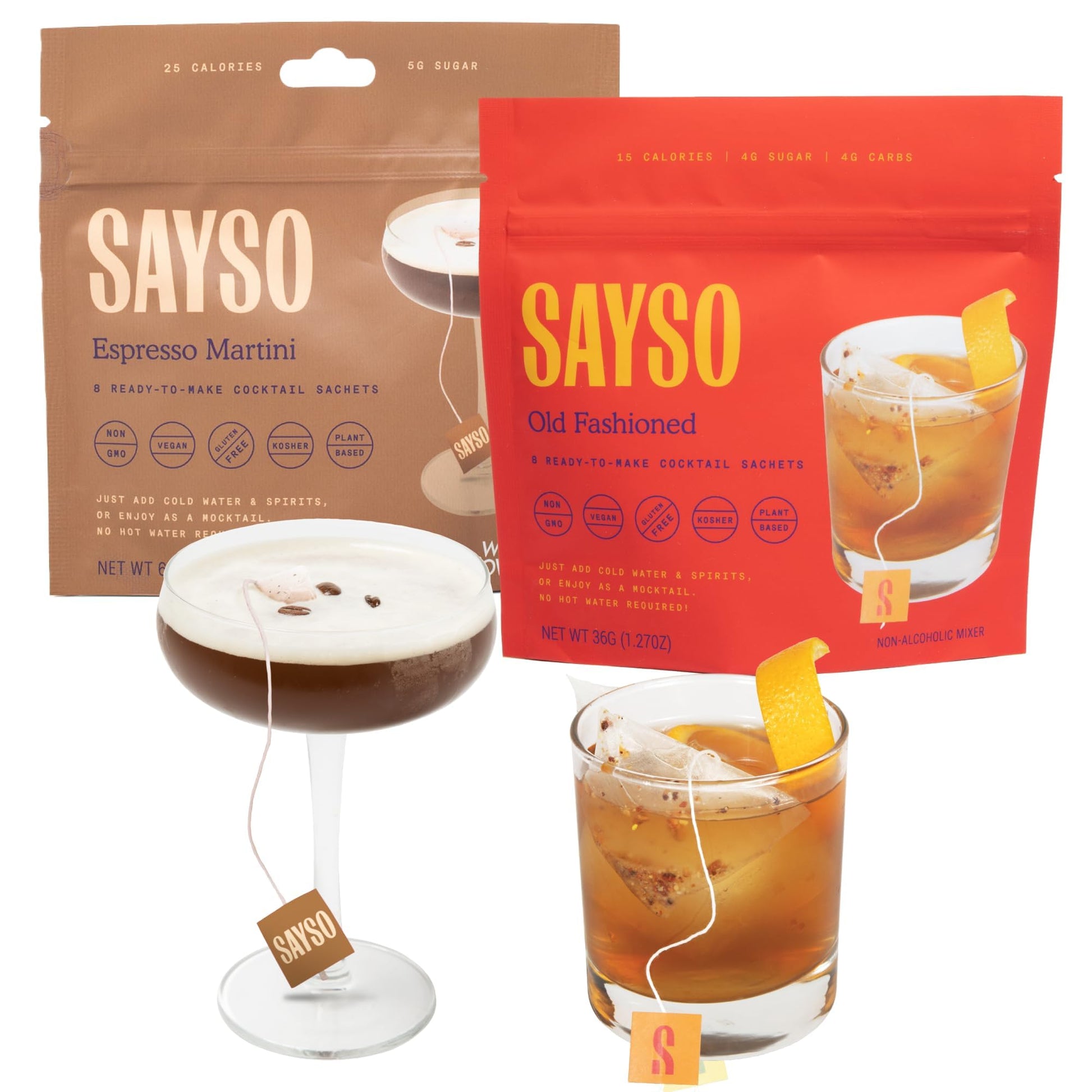 SAYSO Cocktail Tea Bags - Instant Mixers, Organic Ingredients - 16 Count (Pack of 2)