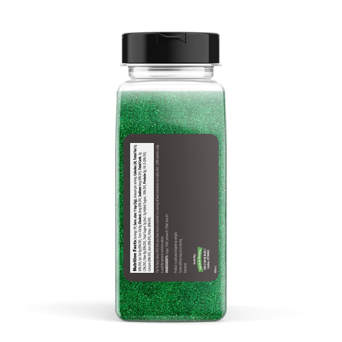 BIRCH & MEADOW Sanding Sugar Crystals, Green, 1.1 lb (17.6 oz) for Holiday Baking