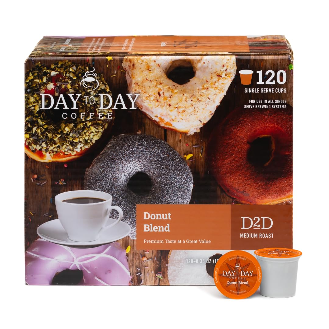 Day To Day Coffee Donut Blend Medium Roast Coffee Pods for K-Cup Brewers, 120 Count